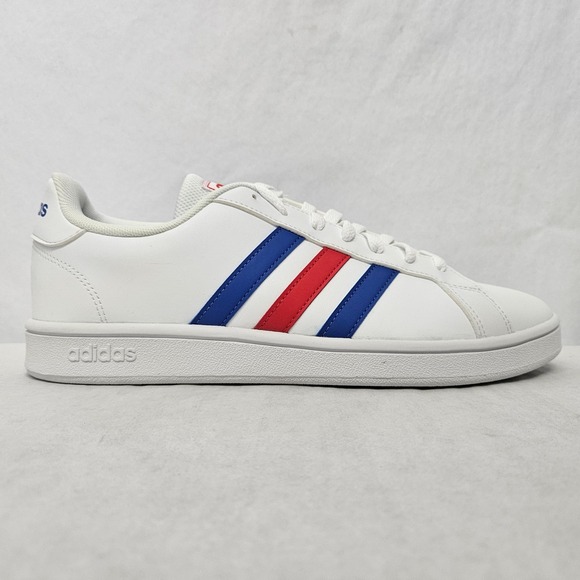 Adidas Grand Court Base Tennis Shoes EE7901 White Blue Red Men's Size 9.5 - Picture 11 of 11